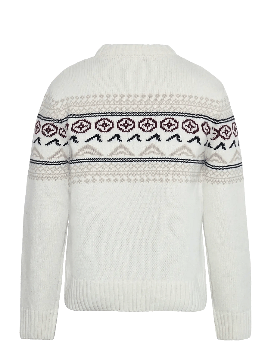 Knowledge Cotton Apparel - Lambswool Crew Neck Knit RWS - Ümara kaelusega - egret - 1