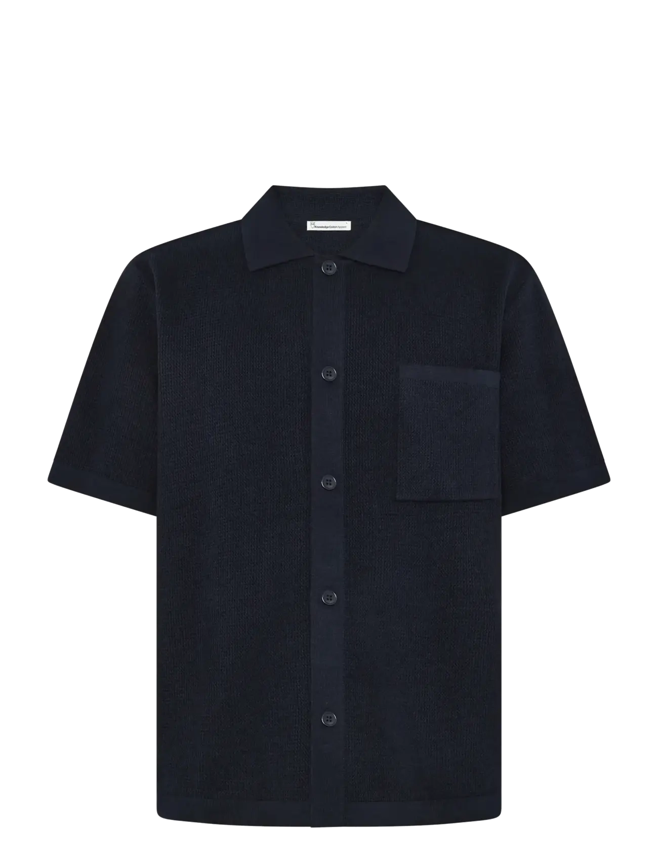 Knowledge Cotton Apparel Regular Knit Shirt, Mænd, Strikket Poloshirt, Navy, Str: L