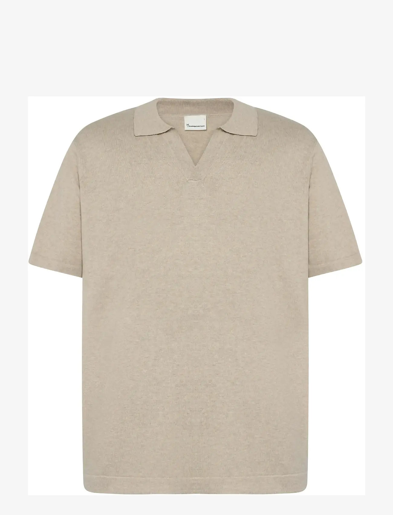Knowledge Cotton Apparel - Cashmere knit polo - light feather gray - 0