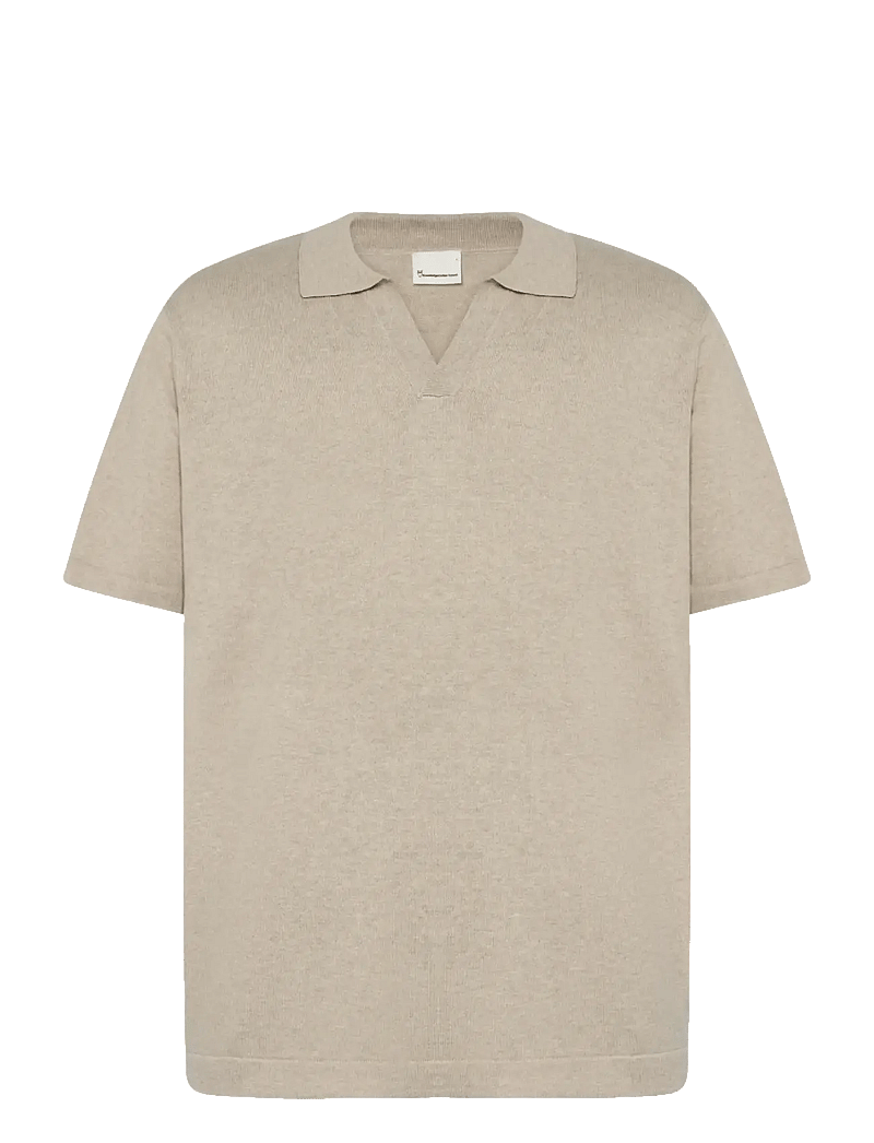 Knowledge Cotton Apparel - Cashmere knit polo - light feather gray - 0