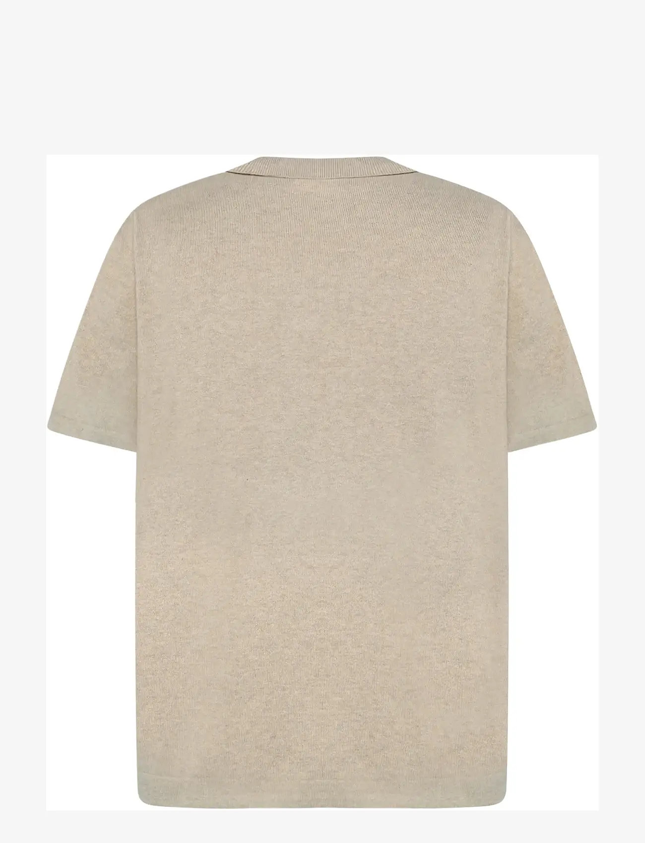 Knowledge Cotton Apparel - Cashmere knit polo - light feather gray - 1