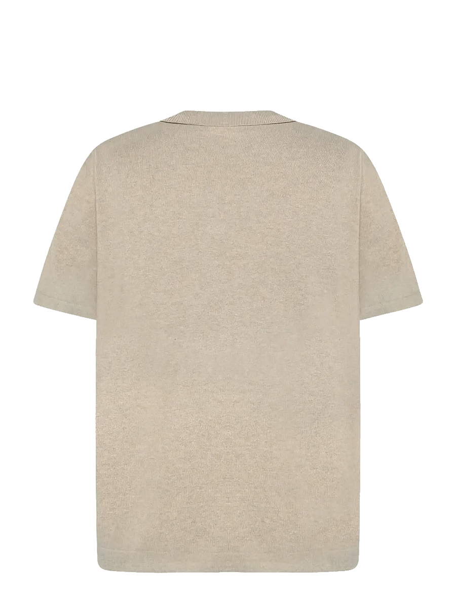 Knowledge Cotton Apparel - Cashmere knit polo - stickade pikéer - light feather gray - 1