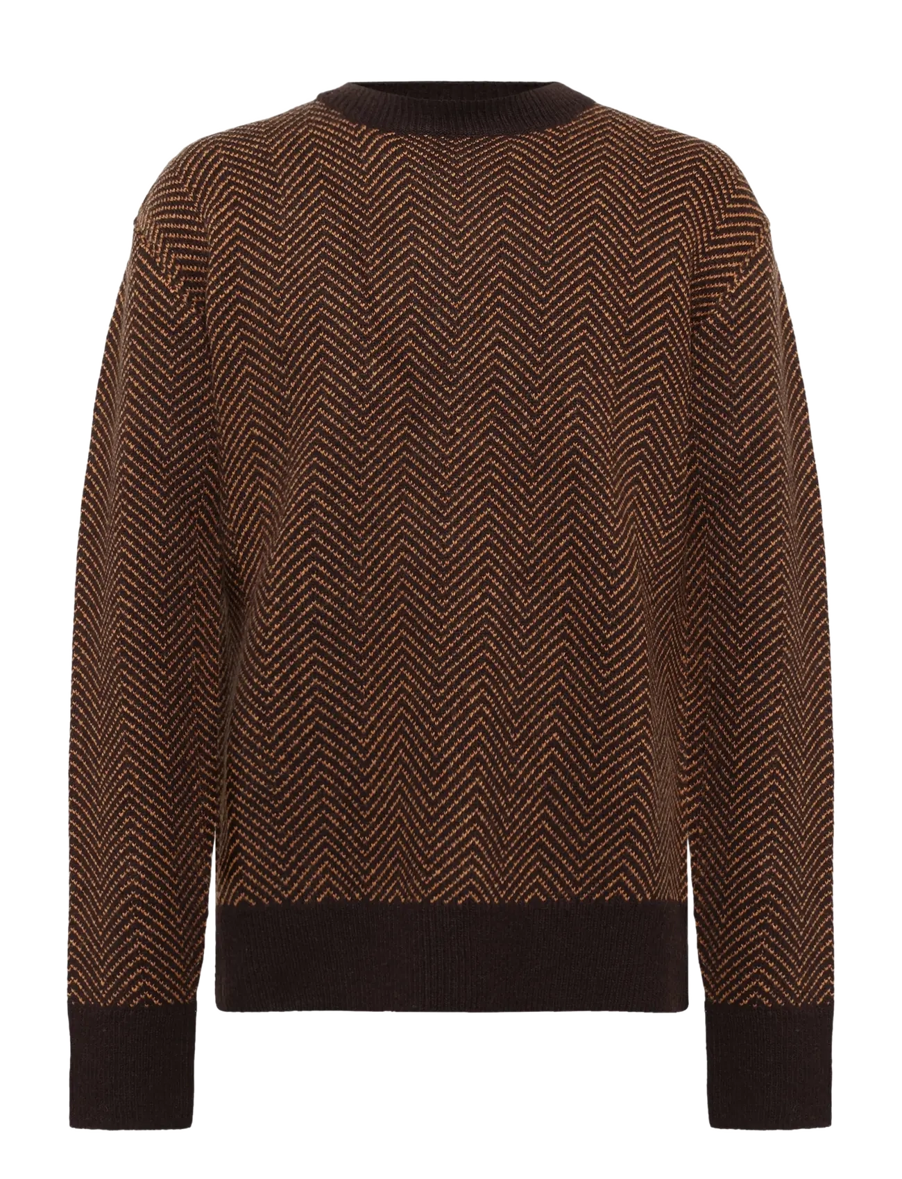 Knowledge Cotton Apparel Lambswool jacquard sweater - Tøj - CHOCOLATE TORTE / brown