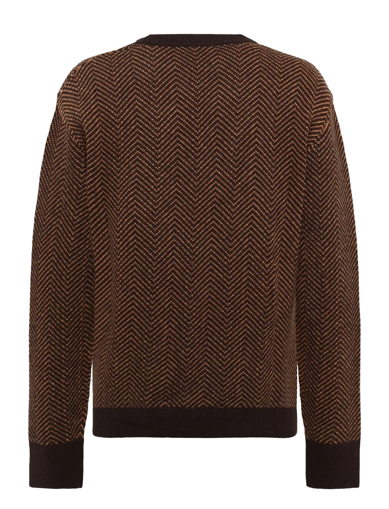 Knowledge Cotton Apparel - Lambswool jacquard sweater - rund hals - chocolate torte - 1