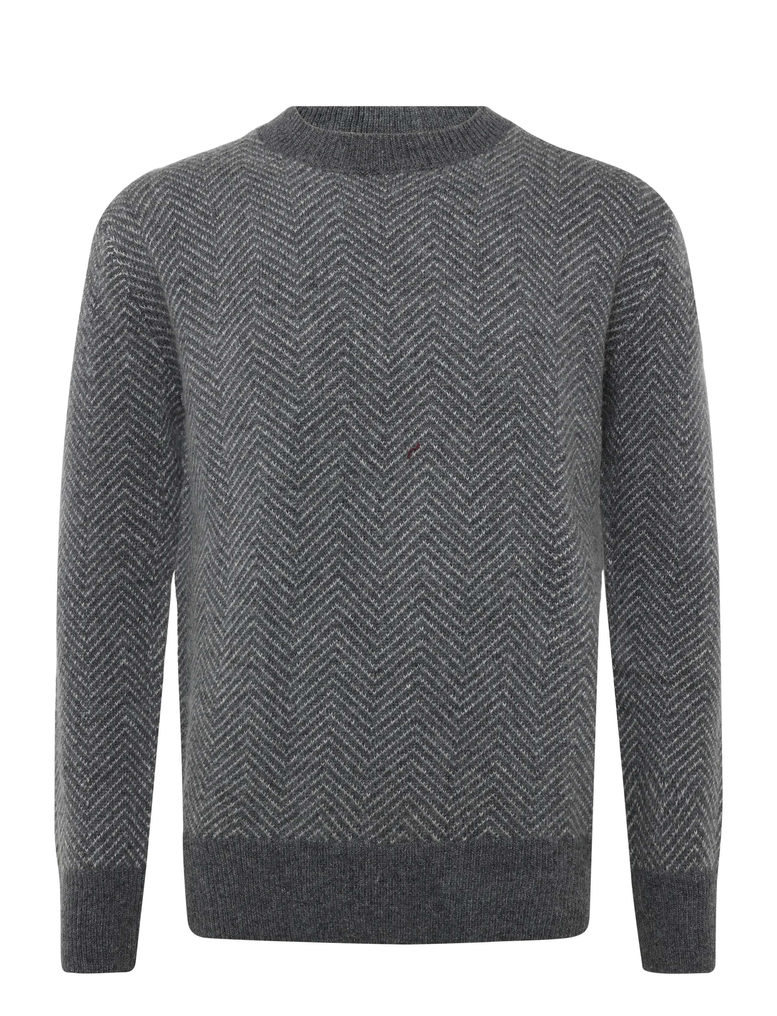 Knowledge Cotton Apparel Lambswool jacquard sweater - Ümara kaelusega - DARK GREY MELANGE / grey