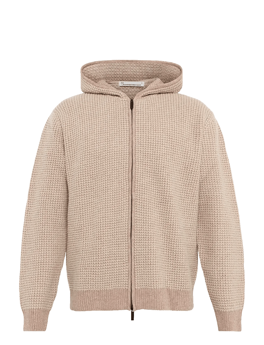 Knowledge Cotton Apparel - Lambswool zip hoodie - kelp melange - 1