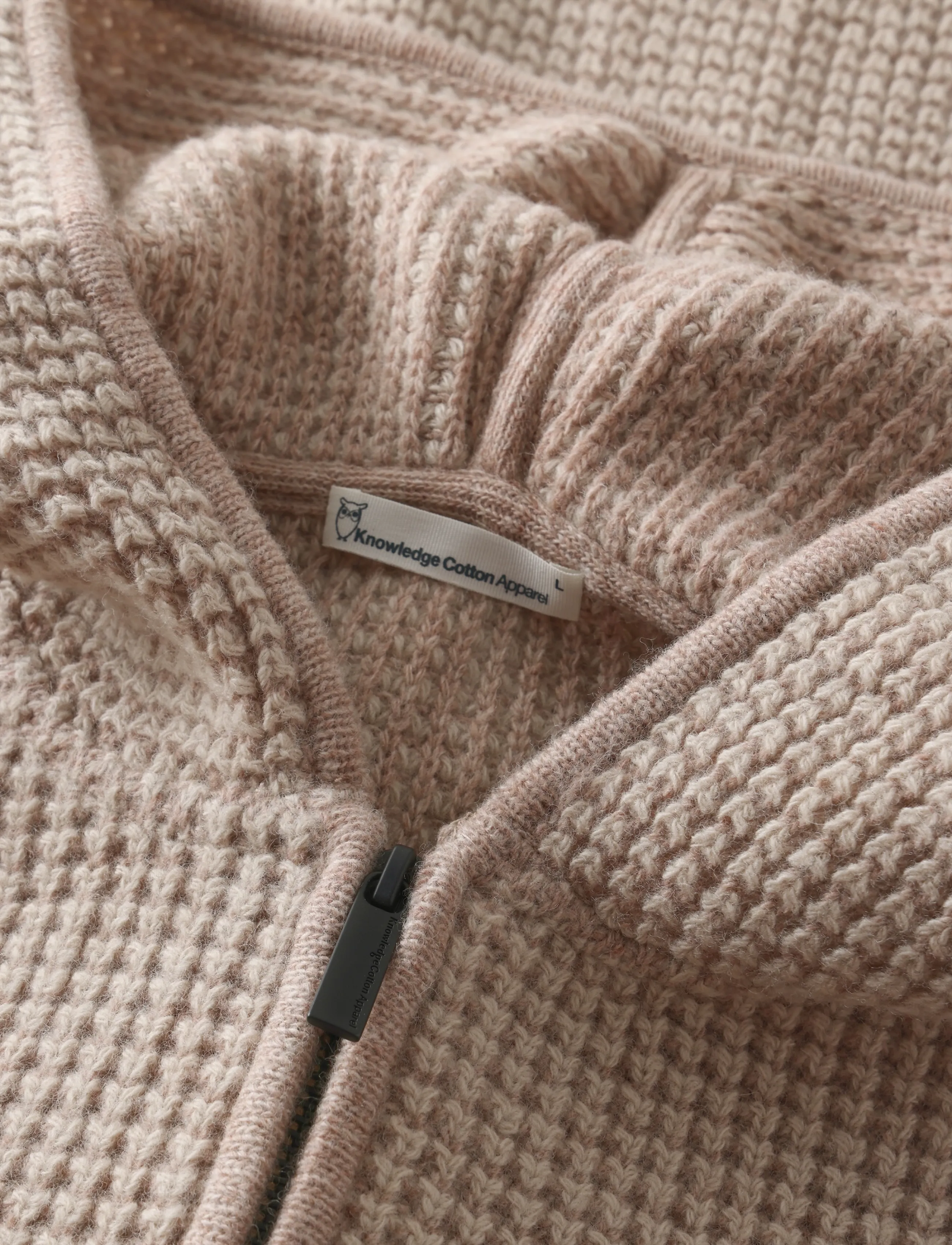 Knowledge Cotton Apparel - Lambswool zip hoodie - kelp melange - 3
