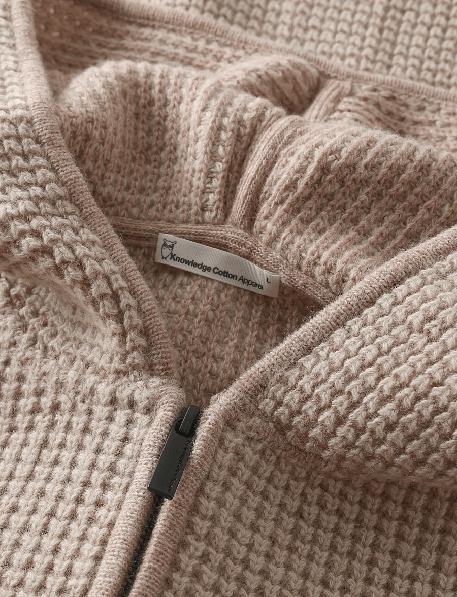 Knowledge Cotton Apparel - Lambswool zip hoodie - kelp melange - 3