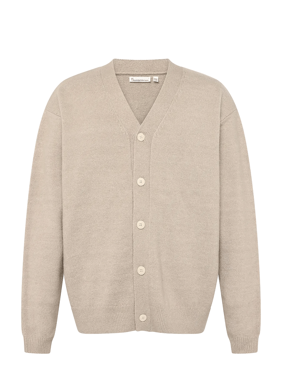 Knowledge Cotton Apparel - Soufflé yarn cardigan - cardigans - light feather gray - 0
