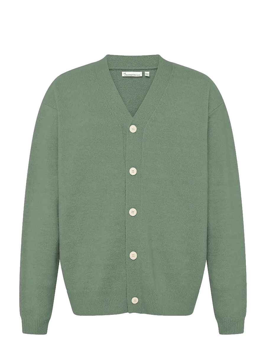 Knowledge Cotton Apparel - Soufflé yarn cardigan - cardigans - lily pad - 0
