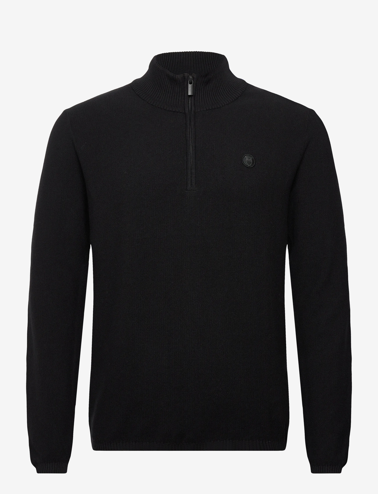 Knowledge Cotton Apparel - Organic Cotton Half Zip Pique Knit - halfzip strik - black jet - 0