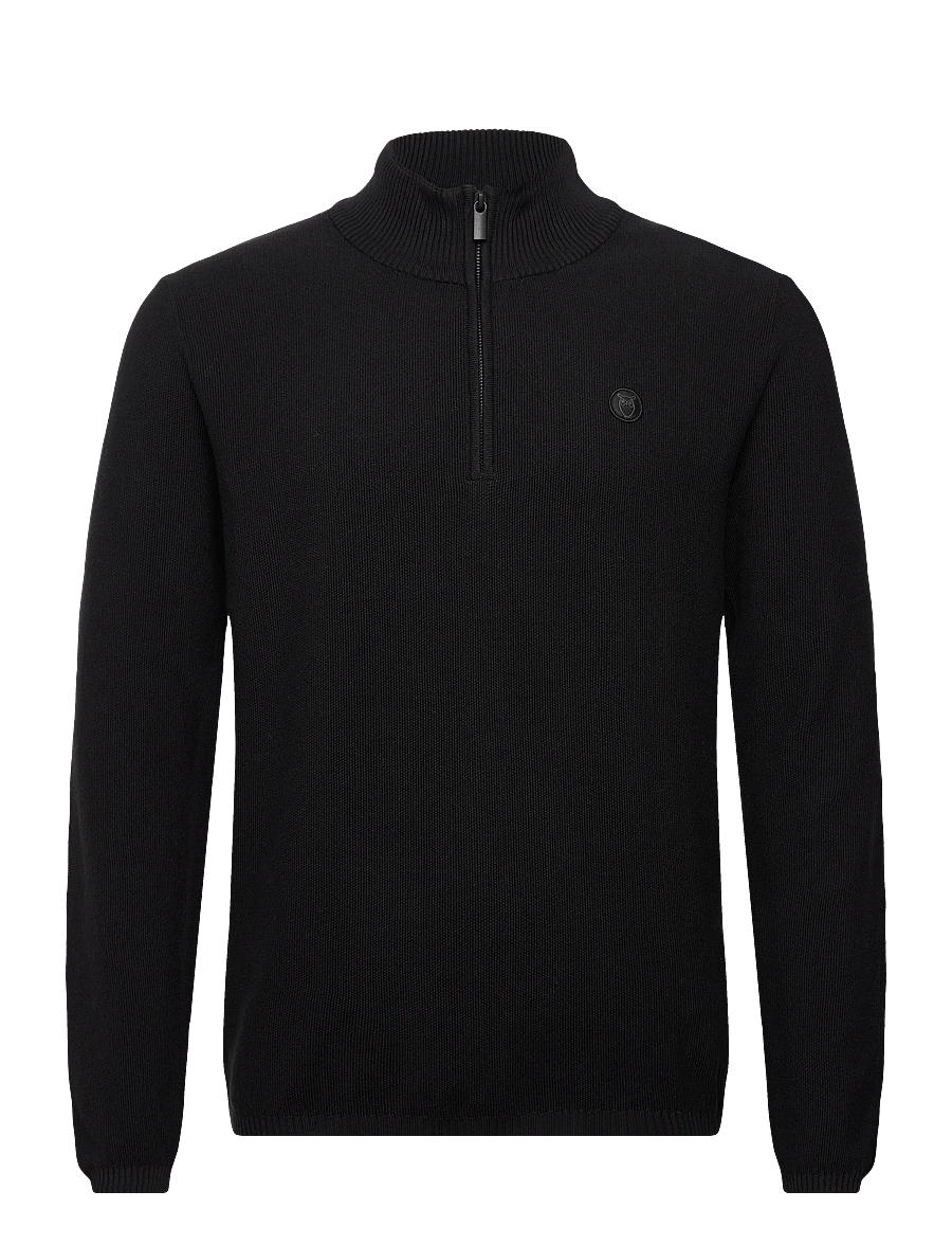 Knowledge Cotton Apparel - Organic Cotton Half Zip Pique Knit - pullover mit halbem reißverschluss - black jet - 0