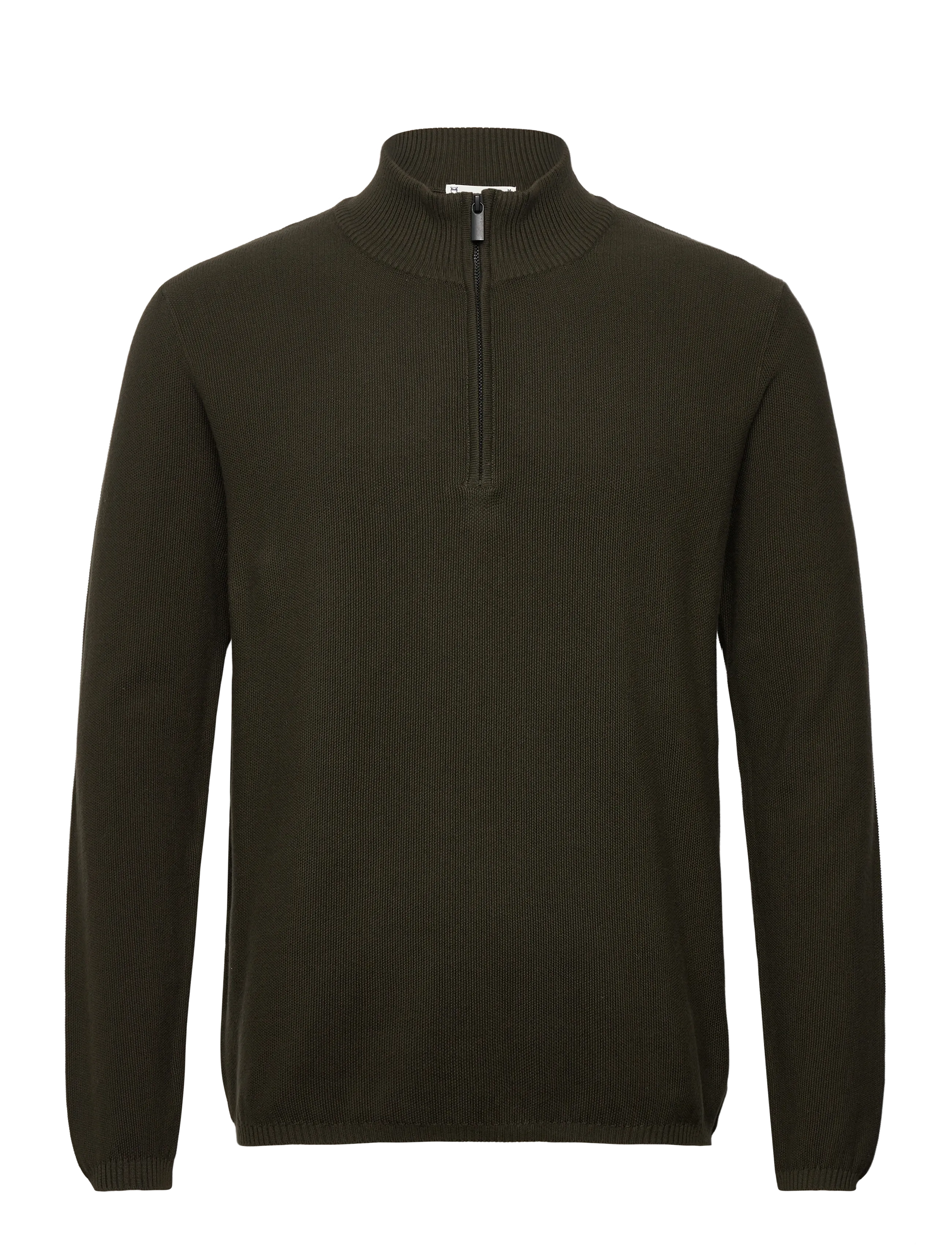 Knowledge Cotton Apparel - Organic Cotton Half Zip Pique Knit - pullover mit halbem reißverschluss - forrest night - 0