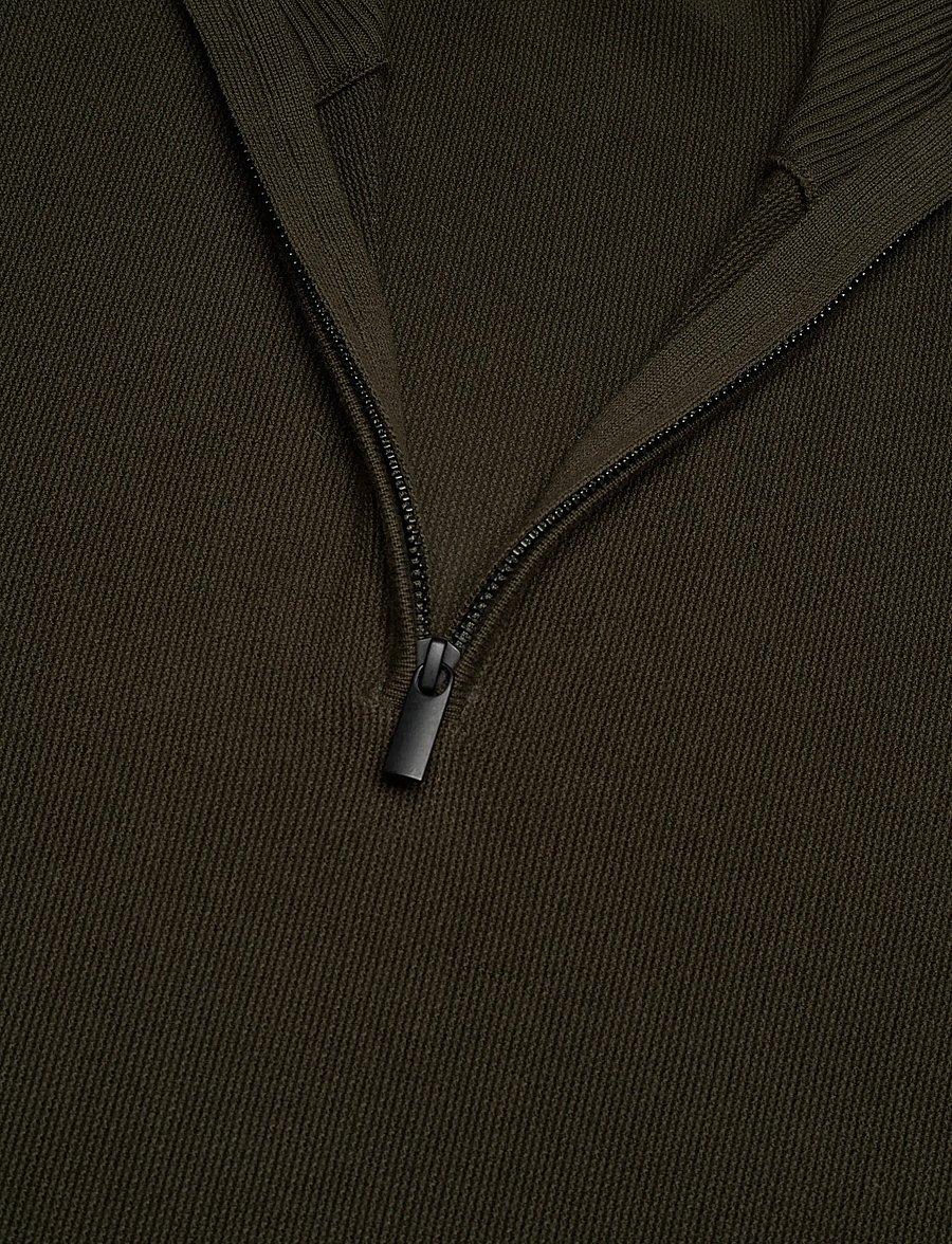 Knowledge Cotton Apparel - Organic Cotton Half Zip Pique Knit - pullover mit halbem reißverschluss - forrest night - 2