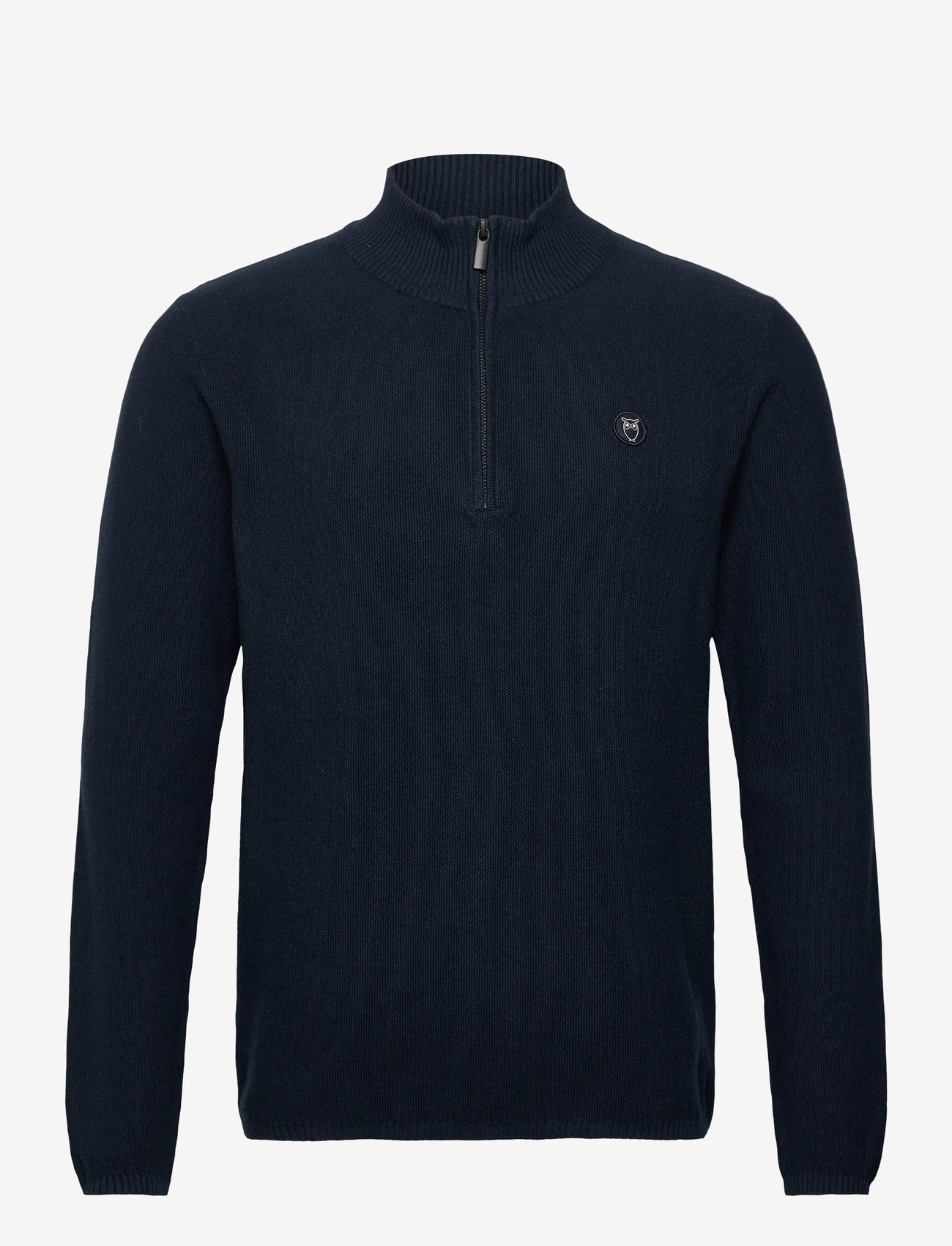 Knowledge Cotton Apparel - Organic Cotton Half Zip Pique Knit - halfzip strik - total eclipse - 0