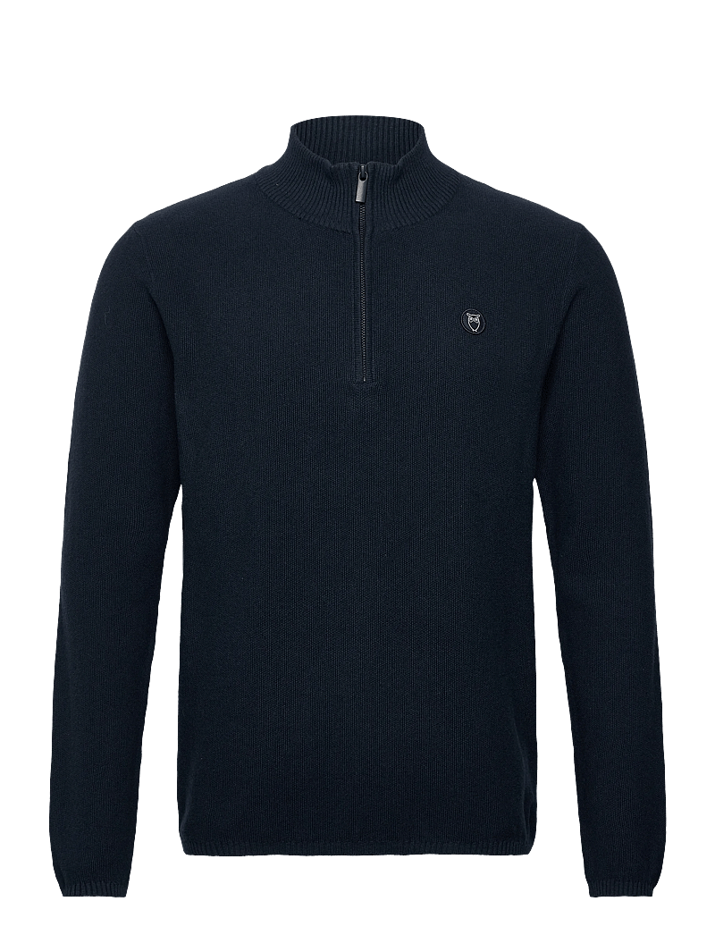 Knowledge Cotton Apparel - Organic Cotton Half Zip Pique Knit - halfzip strik - total eclipse - 0