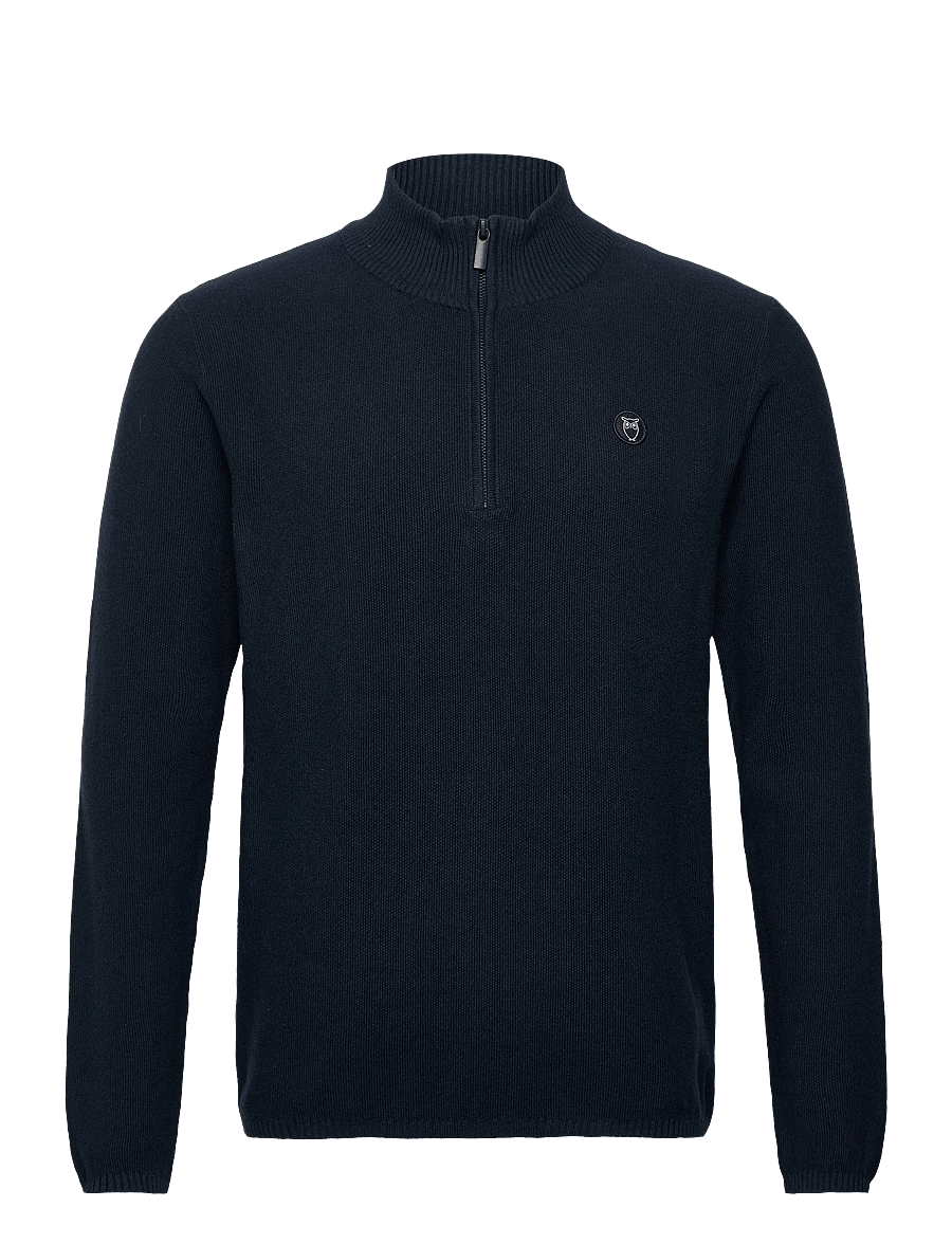 Knowledge Cotton Apparel - Organic Cotton Half Zip Pique Knit - pullover mit halbem reißverschluss - total eclipse - 0