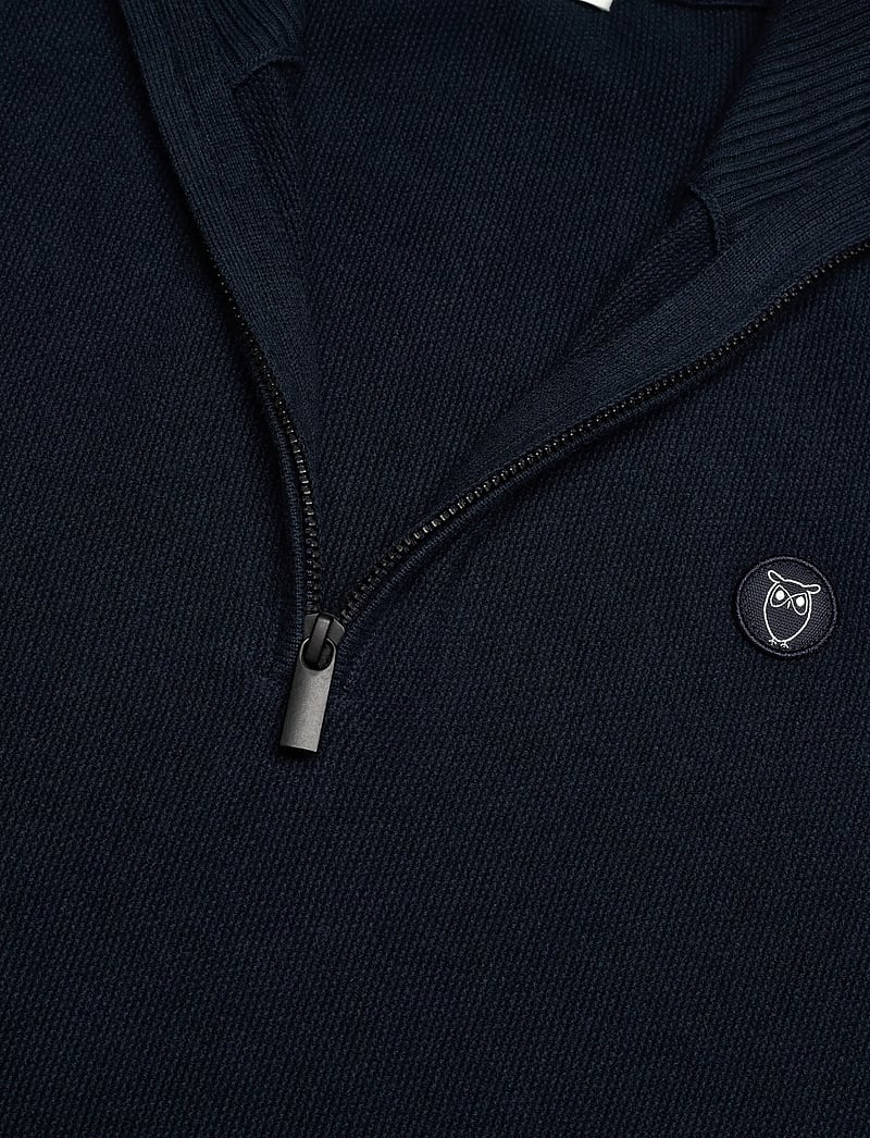 Knowledge Cotton Apparel - Organic Cotton Half Zip Pique Knit - halfzip strik - total eclipse - 2