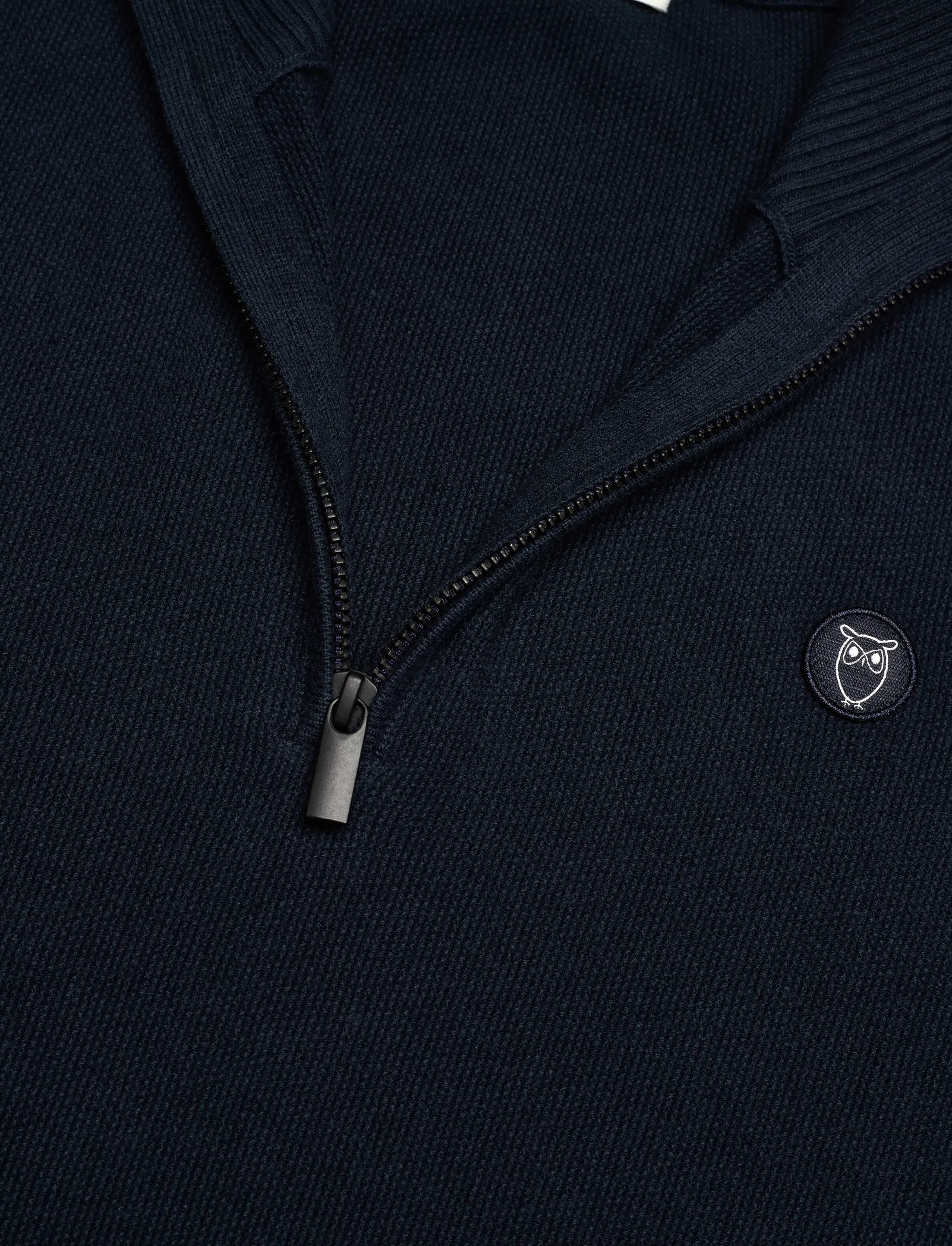 Knowledge Cotton Apparel - Organic Cotton Half Zip Pique Knit - pullover mit halbem reißverschluss - total eclipse - 2