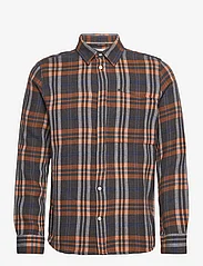 Knowledge Cotton Apparel - Relaxed checked shirt - GOTS/Vegan - geruite overhemden - dark grey melange - 0
