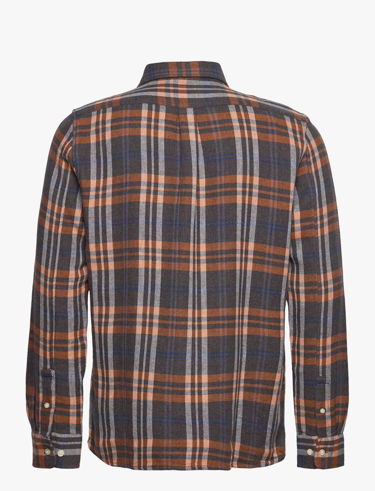 Knowledge Cotton Apparel - Relaxed checked shirt - GOTS/Vegan - rutede skjorter - dark grey melange - 1