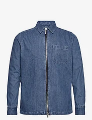 Knowledge Cotton Apparel - Relaxed denim zip shirt - GOTS/Vega - jeansskjortor - medium wash - 0