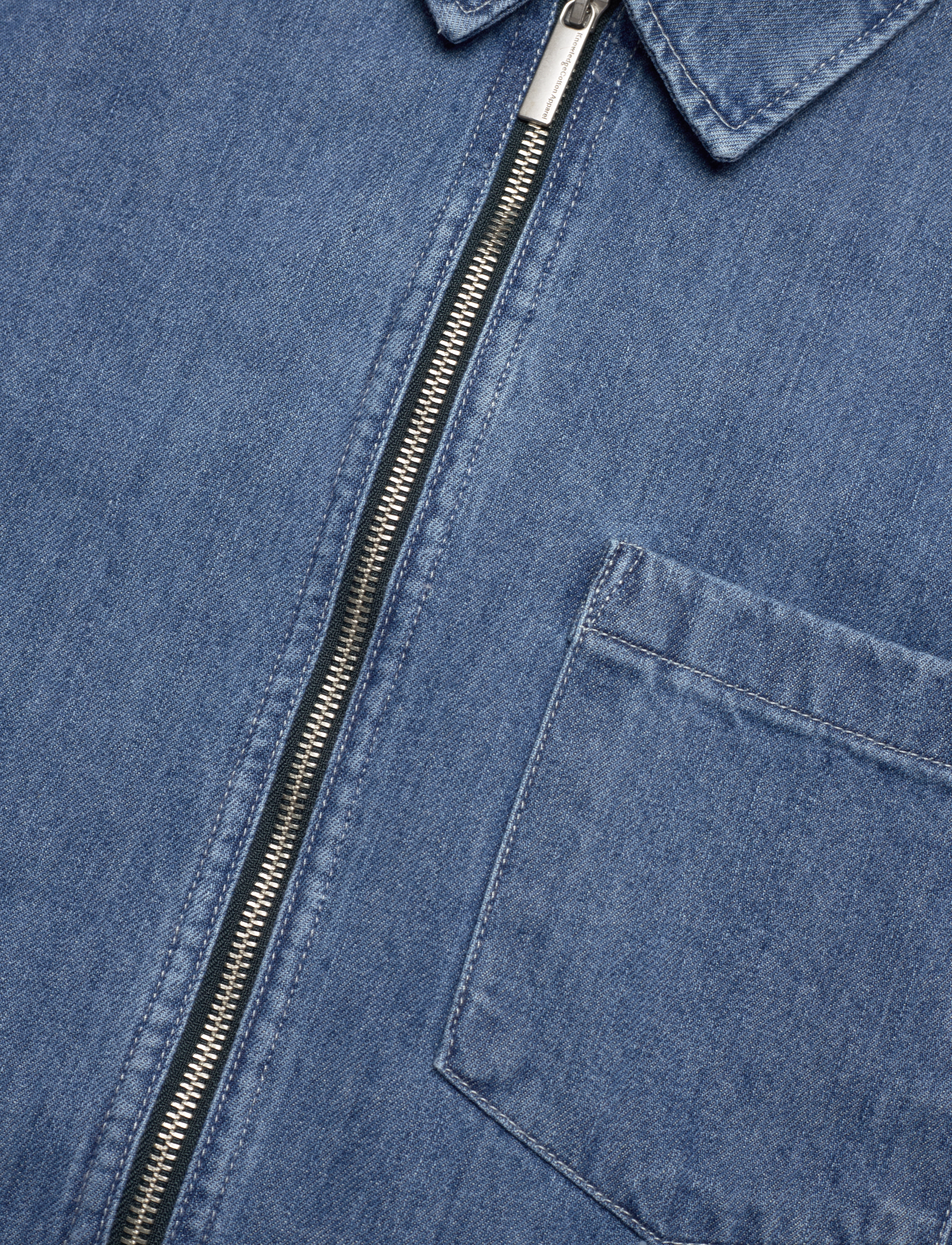Knowledge Cotton Apparel - Relaxed denim zip shirt - GOTS/Vega - medium wash - 3