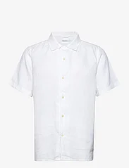 Knowledge Cotton Apparel - Box fit short sleeved linen shirt G - linen shirts - bright white - 0