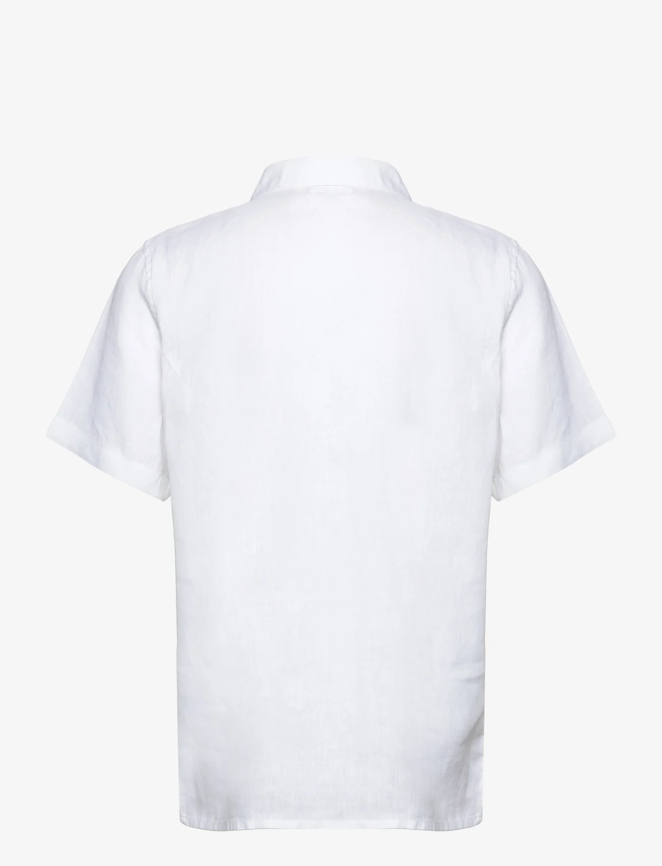 Knowledge Cotton Apparel - Box fit short sleeved linen shirt G - pellavakauluspaidat - bright white - 1