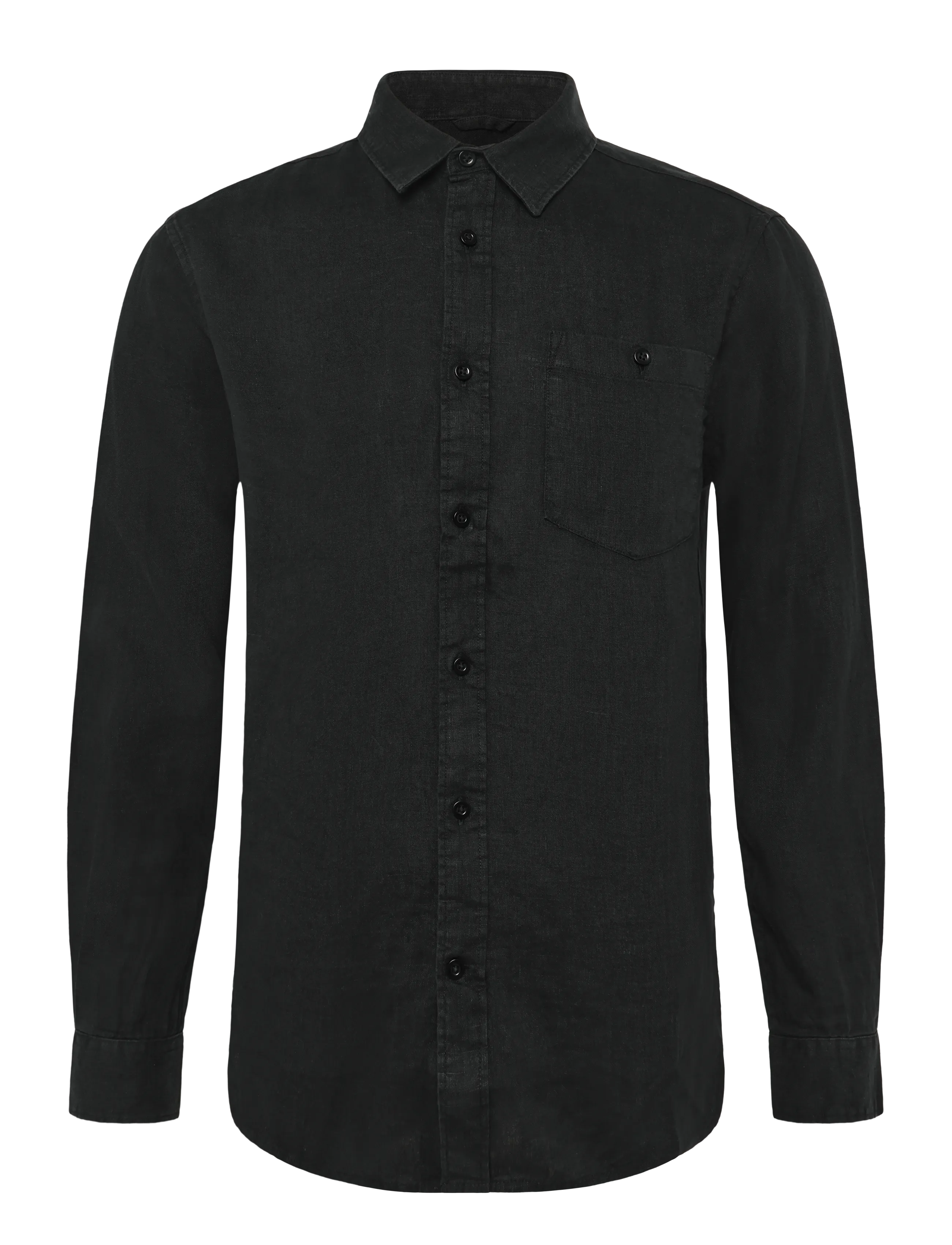 KNOWLEDGE Baumwolle APPAREL Linen Shirt Schwarz - XL - Herren