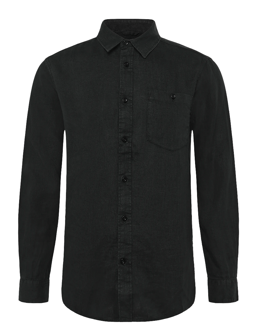 Knowledge Cotton Apparel - Linen shirt - black jet - 0