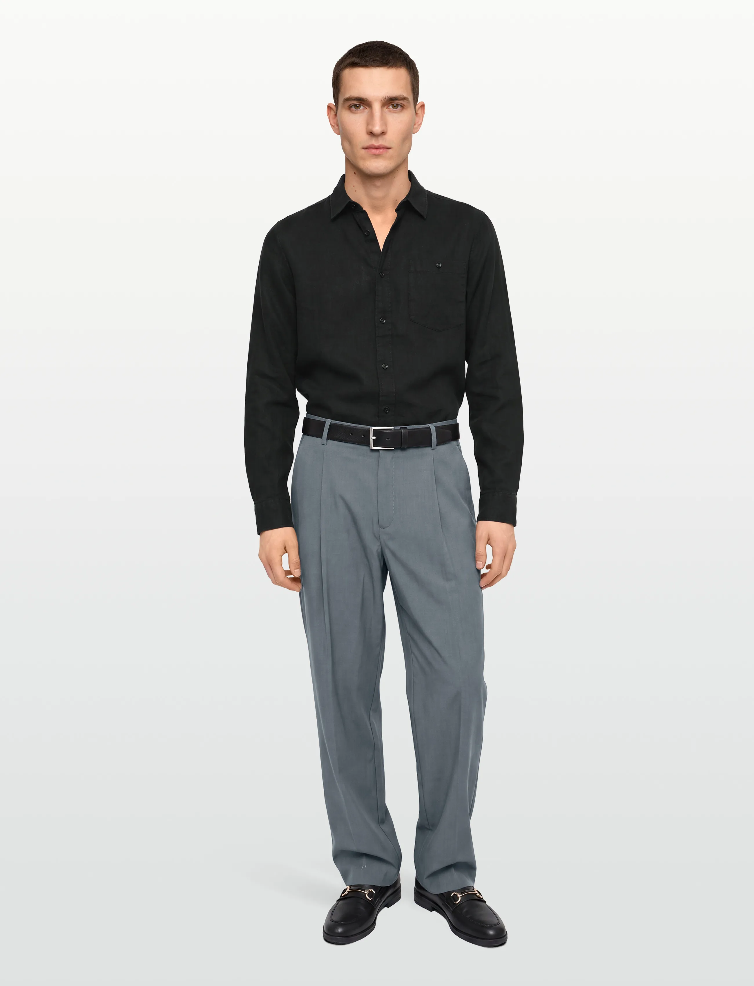 Knowledge Cotton Apparel Linen Shirt, XL, Shirts, Schwarz - Casual, Männerswear