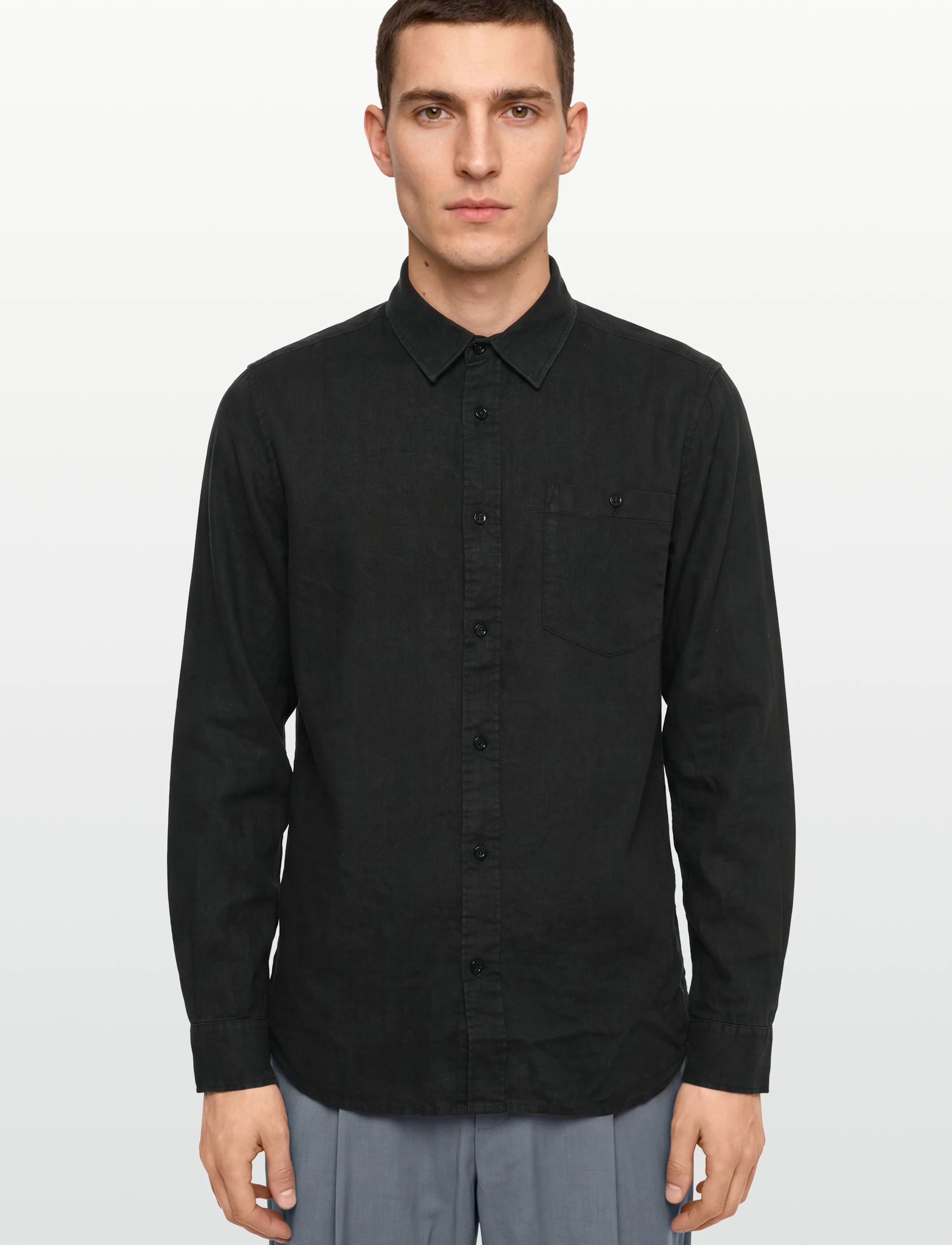 Knowledge Cotton Apparel - Linen shirt - linasest riidest särgid - black jet - 3