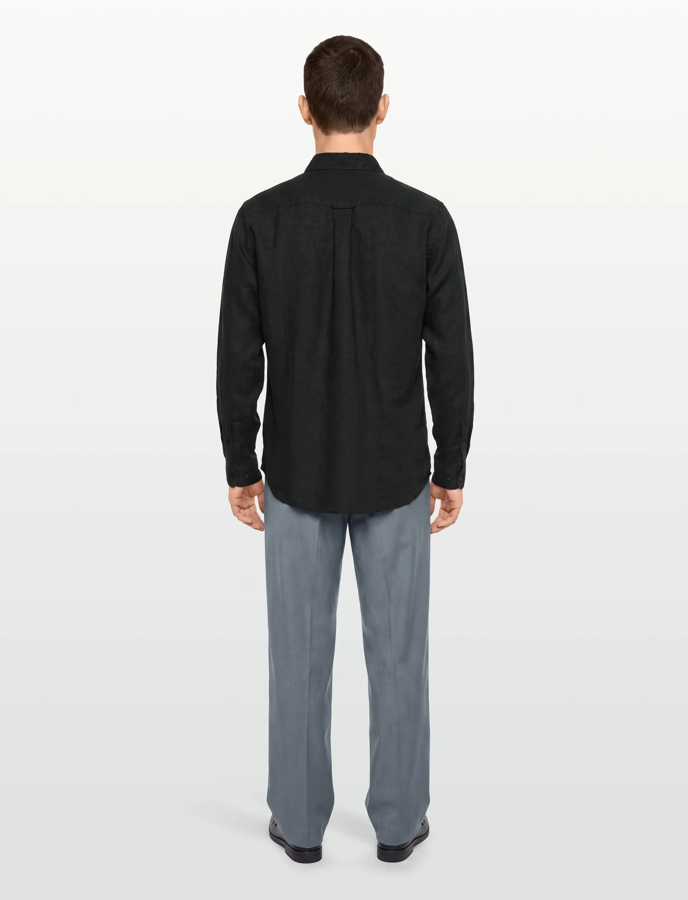 Knowledge Cotton Apparel - Linen shirt - linasest riidest särgid - black jet - 4