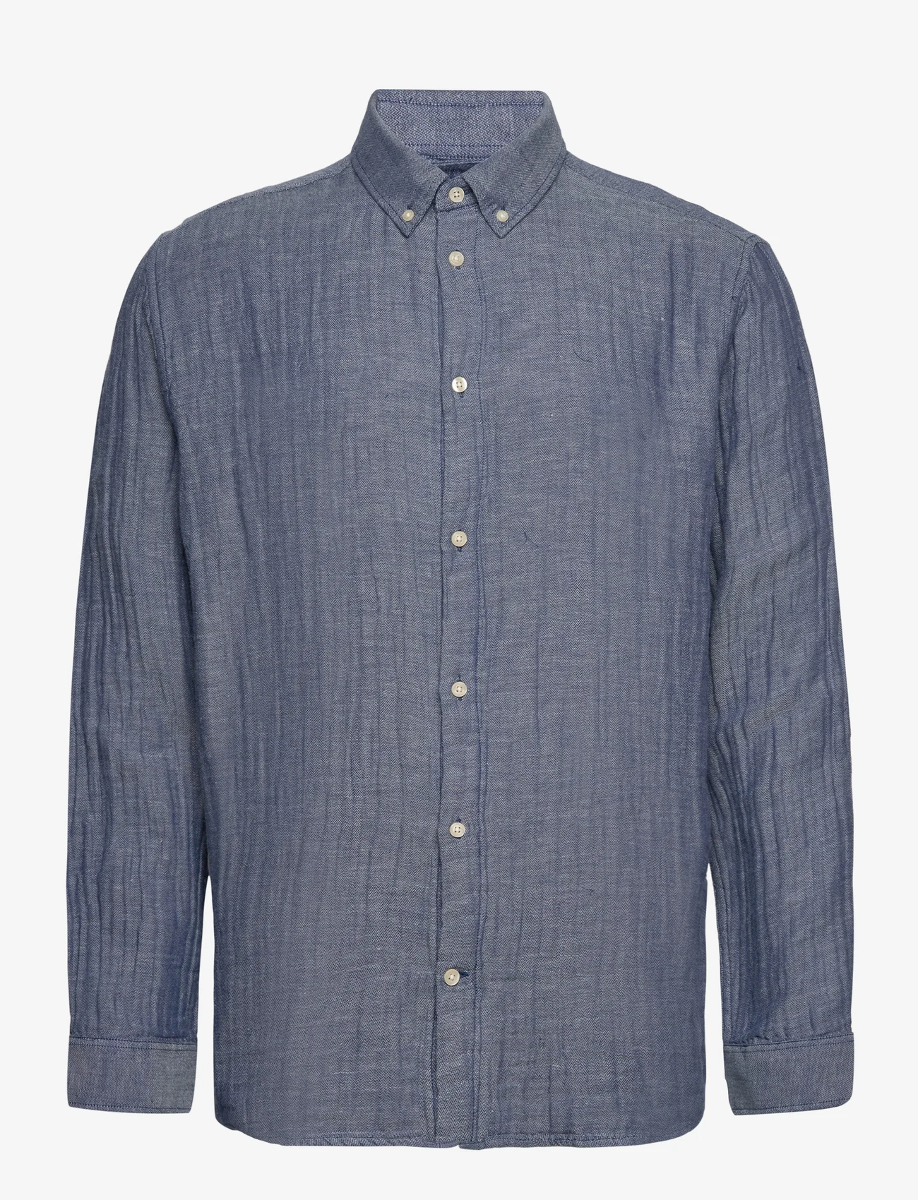 Knowledge Cotton Apparel - Relaxed fit double layer fishbone s - basic shirts - limoges - 0