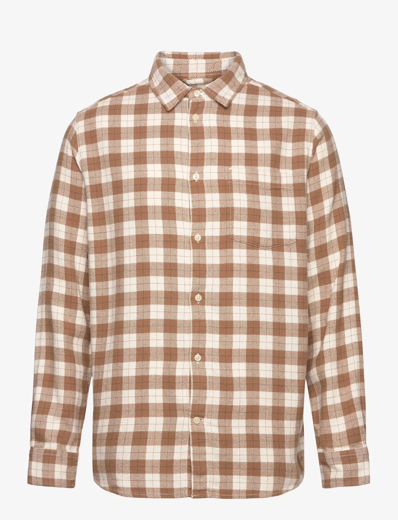 Knowledge Cotton Apparel - Loose fit checkered shirt - GOTS/Ve - rennot kauluspaidat - beige check - 0