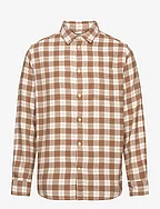 Loose fit checkered shirt - GOTS/Ve - BEIGE CHECK