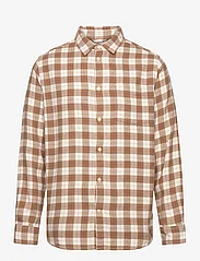 Knowledge Cotton Apparel - Loose fit checkered shirt - GOTS/Ve - ikdienas krekli - beige check - 0
