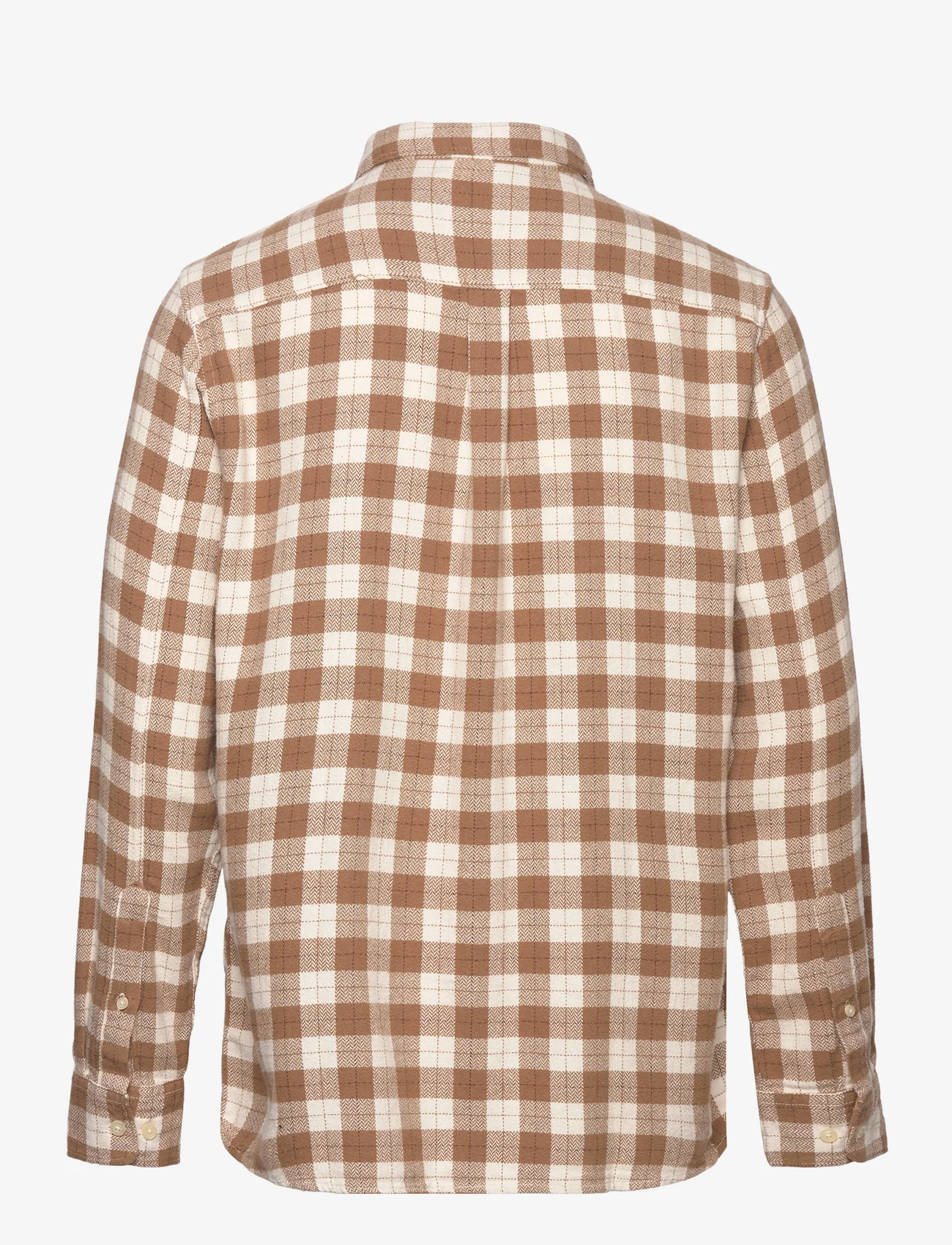 Knowledge Cotton Apparel - Loose fit checkered shirt - GOTS/Ve - casual shirts - beige check - 1