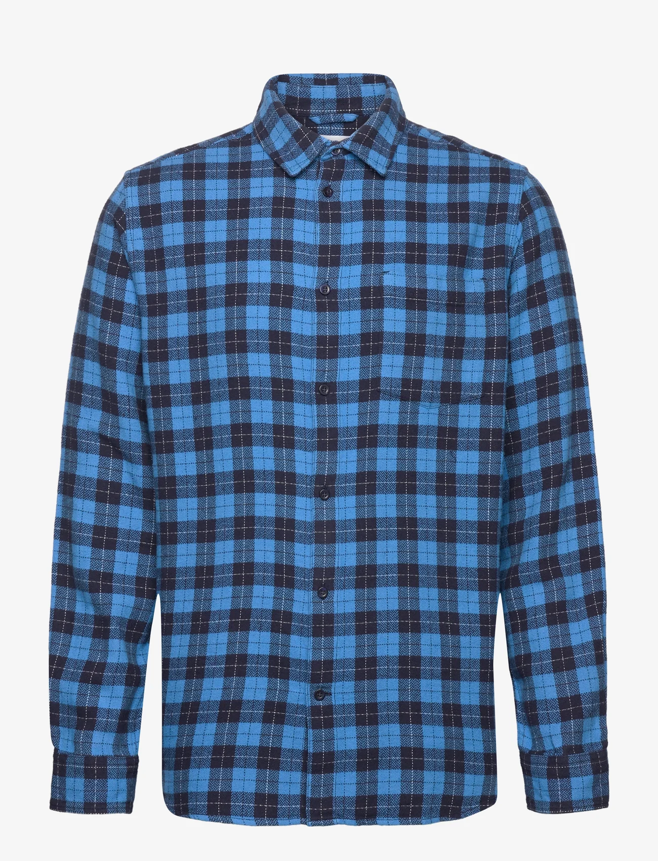Knowledge Cotton Apparel - Loose fit checkered shirt - GOTS/Ve - casual shirts - blue check - 0