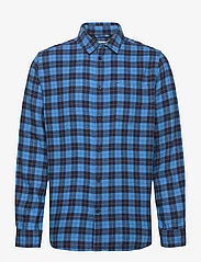 Knowledge Cotton Apparel - Loose fit checkered shirt - GOTS/Ve - avslappede skjorter - blue check - 0