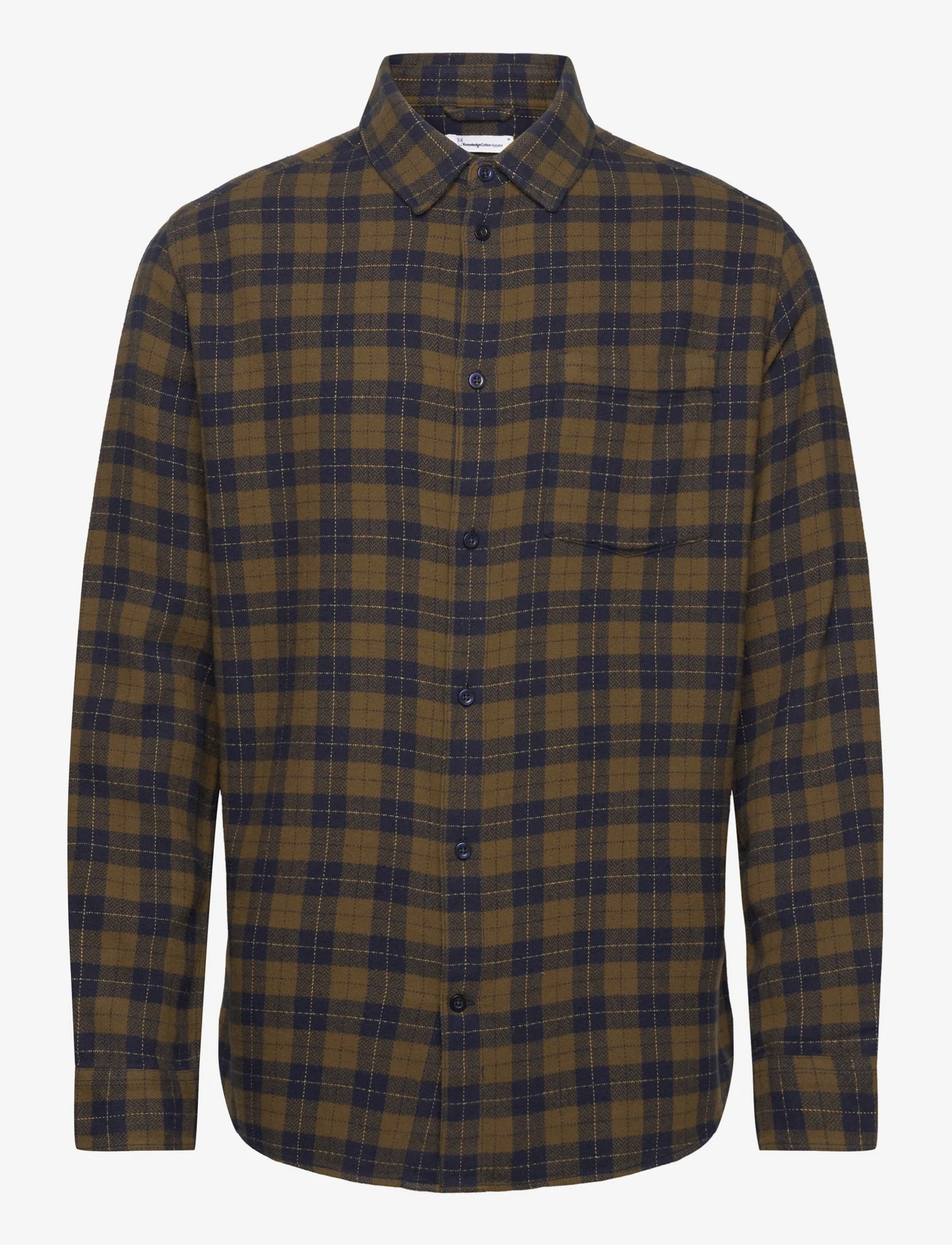 Knowledge Cotton Apparel - Loose fit checkered shirt - GOTS/Ve - casual shirts - green check - 0