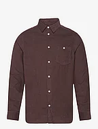 Regular fit corduroy shirt - GOTS/V - CHOCOLATE PLUM