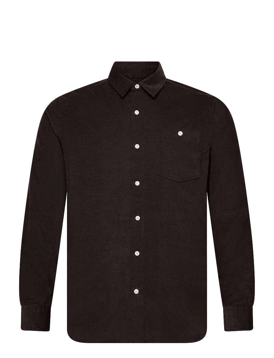 Knowledge Cotton Apparel - Dune regular corduroy shirt - cordhemden - chocolate torte - 0