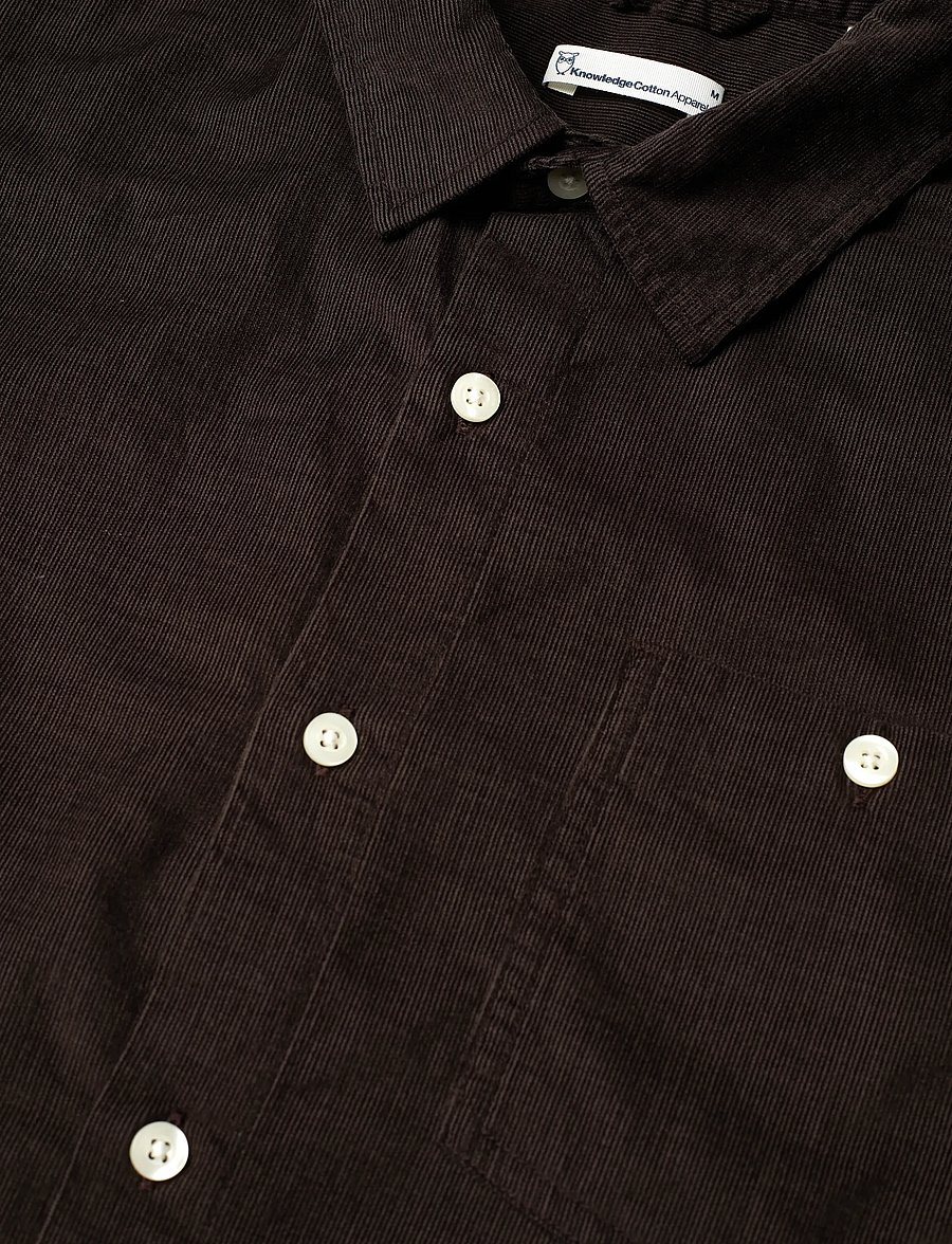 Knowledge Cotton Apparel - Dune regular corduroy shirt - cordhemden - chocolate torte - 3