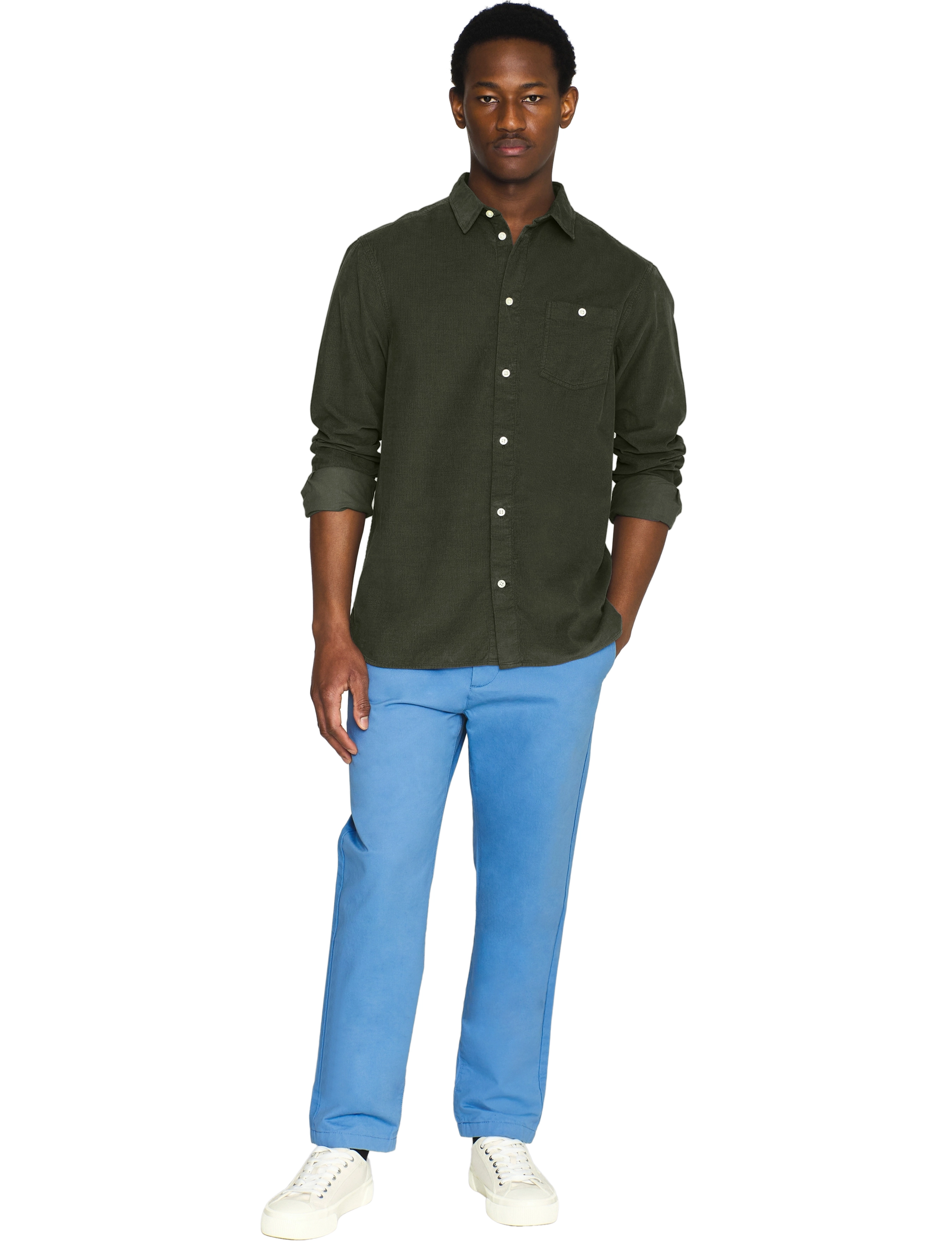Knowledge Cotton Apparel - Dune regular corduroy shirt - fløjlsskjorter - forest night - 4