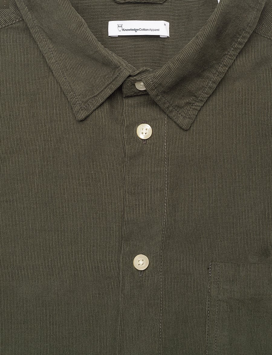 Knowledge Cotton Apparel - Dune regular corduroy shirt - cordhemden - forest night - 5