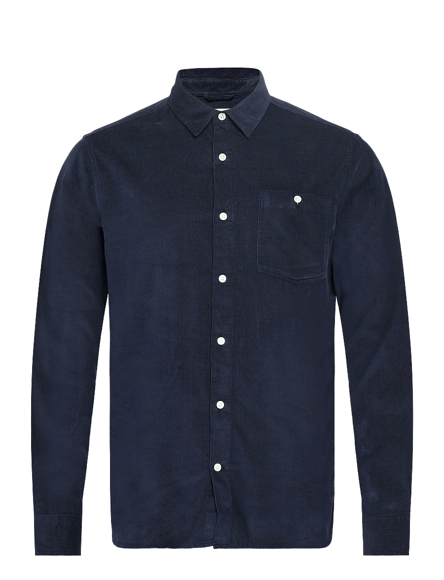 Knowledge Cotton Apparel - Dune regular corduroy shirt - corduroy shirts - night sky - 0