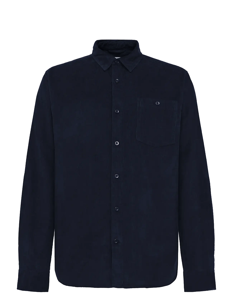 Knowledge Cotton Apparel - Dune regular corduroy shirt - velvetsärgid - night sky - 0