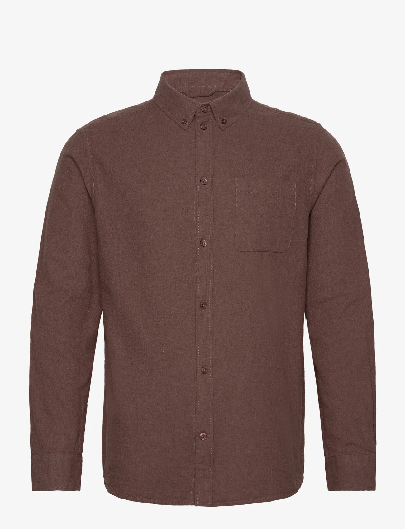Knowledge Cotton Apparel - Regular fit melangé flannel shirt - - basic-hemden - deep mahogany - 0